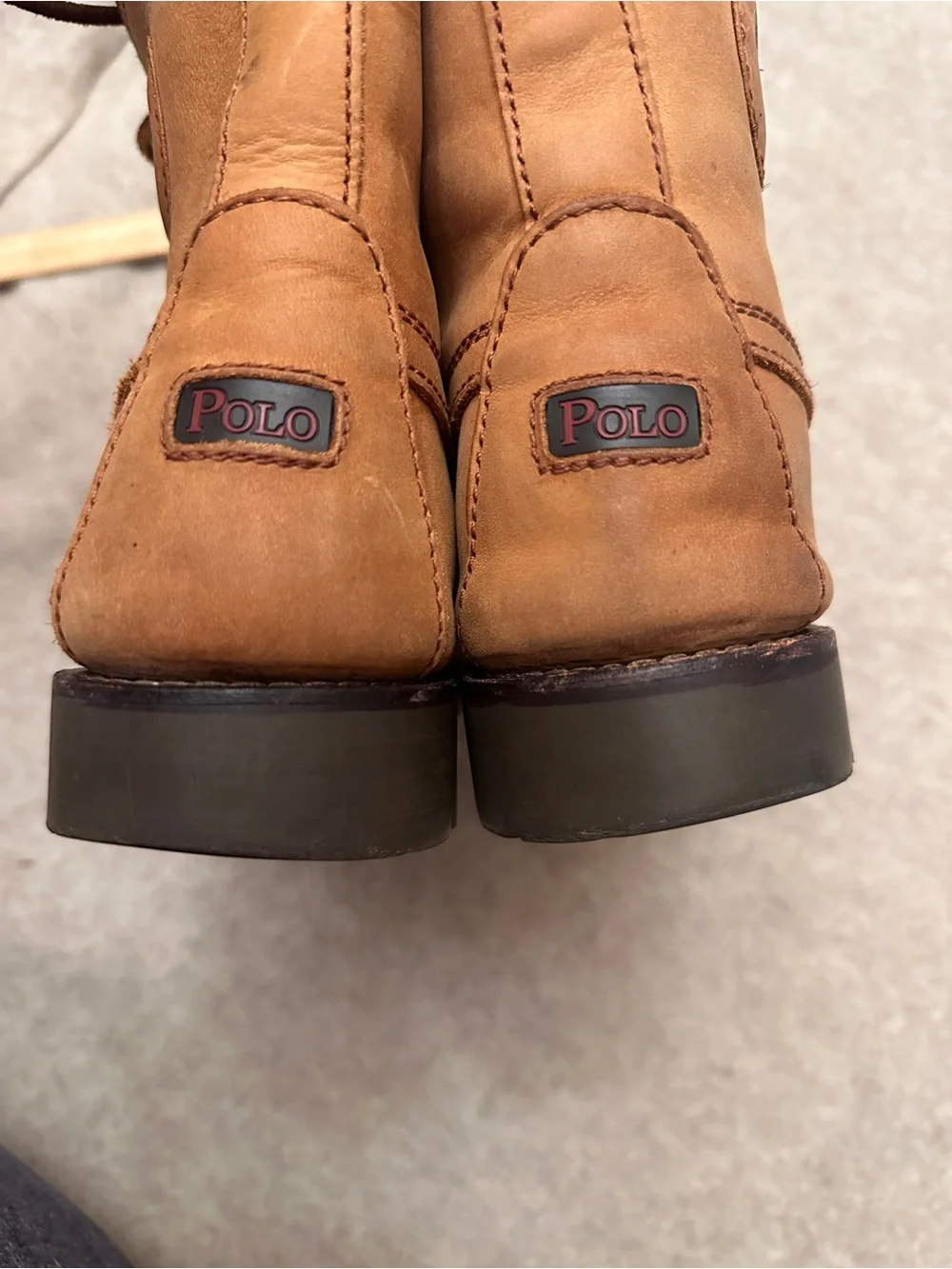 Polo Ralph Lauren Ranger Tan Leather Lace Up Chuncky Boots Men’s size 9D